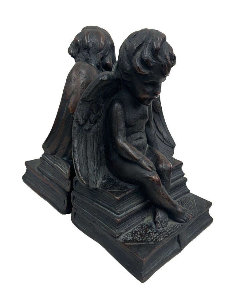 Item #ADB008 Art Deco Bookends: Winged Cherub