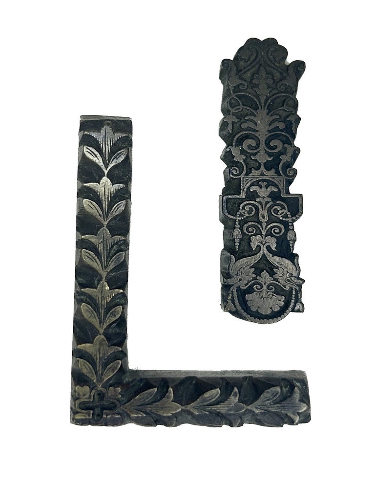 Item #JLBI004 Brass printing block from Leighton - Two ornamental Blocks. John Leighton.