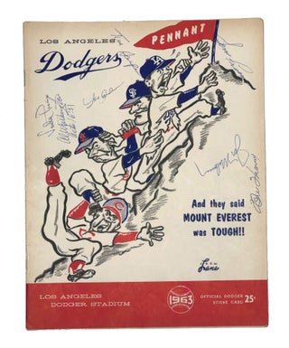 Item #LADGS001 Multi-Signed 1963 Los Angeles Dodgers v. Cincinnati Reds Score Card Program. Sandy...