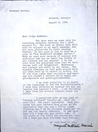 Item #MMIT019 Typed Letter Signed. Margaret Mitchell