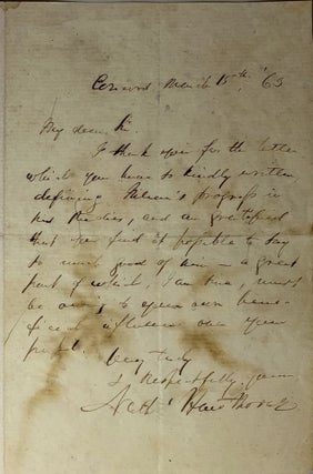 Item #NH032 Autograph Letter Signed. Nathaniel Hawthorne