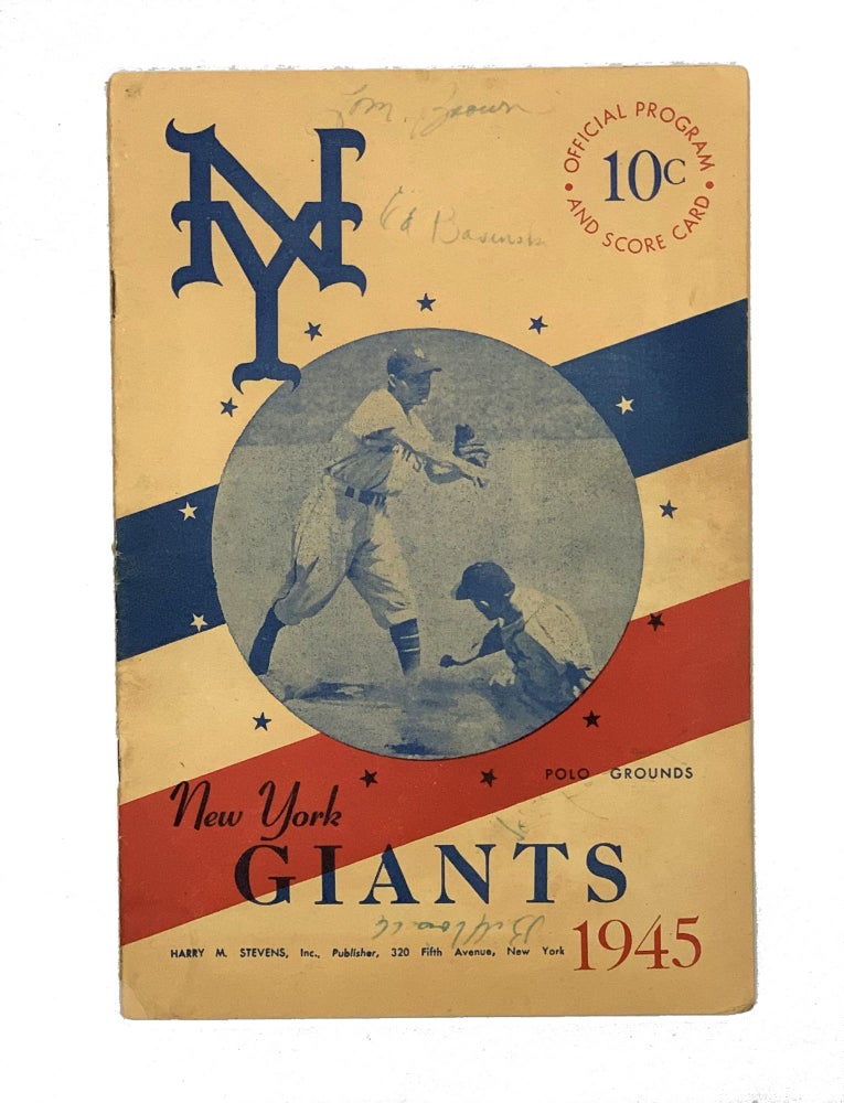 Item #NYG001 1945 New York Giants Official Program and Score Card. Bill Voiselle, Tom Brown, Ed Basinski.