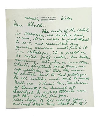 Autograph Letter Signed. Ty Cobb.