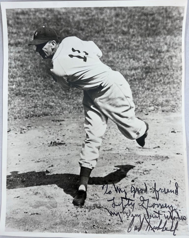 Item #VLG006 Photograph of Carl Hubbell Inscribed to Lefty Gomez. Lefty Gomez, Carl Hubbell.